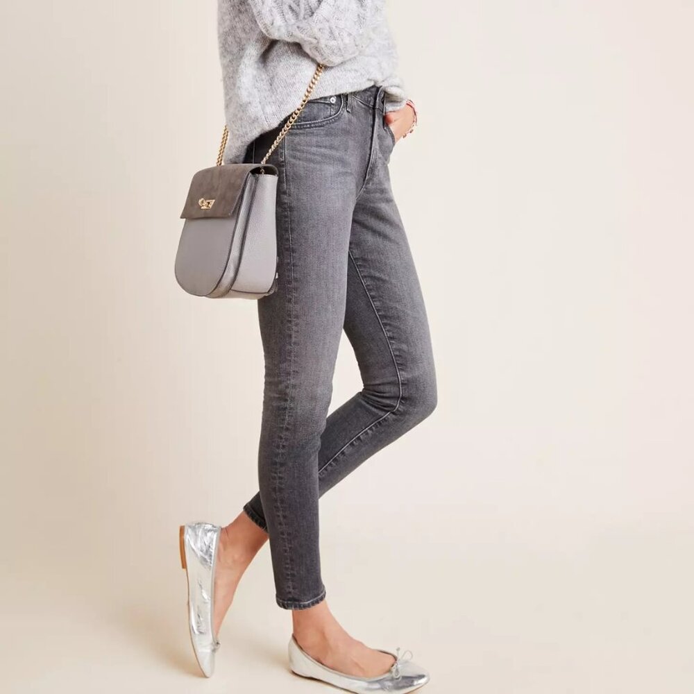 Anthropologie AG Jeans Farrah High Rise Skinny Grey Slim Fit Waisted Ankle - Picture 4 of 8